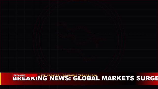 Professional breaking news broadcast lower third film overlay graphic for live economic market updates and urgent global financial reporting presentations