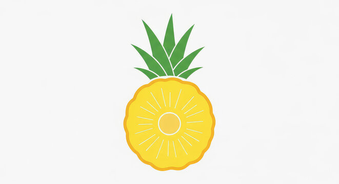 Minimalist flat vector illustration of a pineapple slice isolated on white background