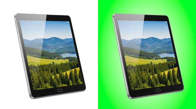 Modern tablet displaying scenic nature landscape