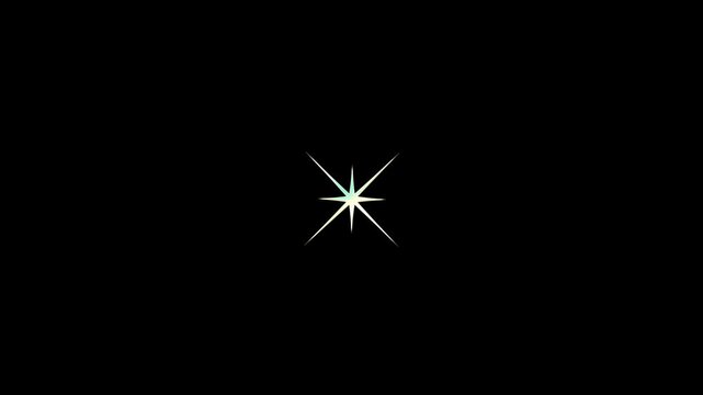 Star twinkling, white star blinking animation, white cartoon glow twinkle movement timeline, sparkling stars shine animation, twinkling star motion graphics with black background, 4k animation