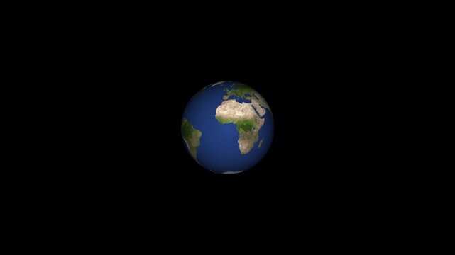 Animation of rotating globe of the Earth planet from particulars. World globes rotate animate on black background. Animation of 4k video.