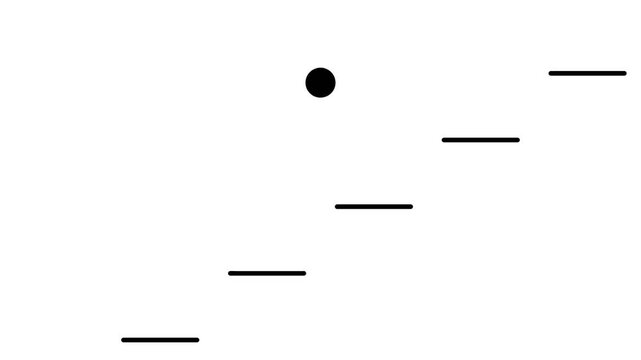 Minimalist black ball bouncing on stairs animated graphic motion