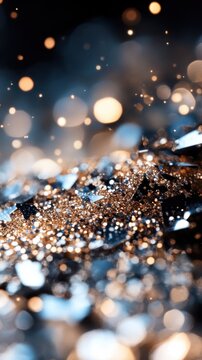 Bokeh abstract with glittering gold and silver reflections