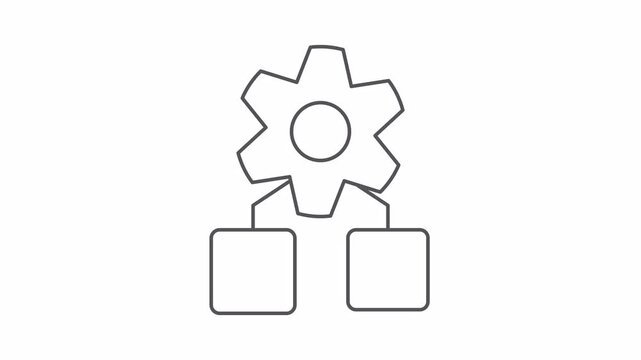 Workflow automation animated line icon for modern business process management and smart optimization, seamless loop motion graphic with alpha transparent background
