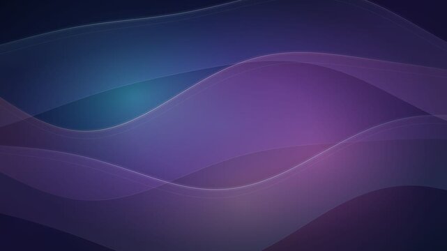 Abstract Purple and Blue Flowing Layered Waves With Soft Glowing Curves on Dark Motion Background
