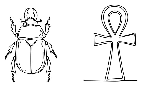Sacred scarab beetle and ankh symbol
