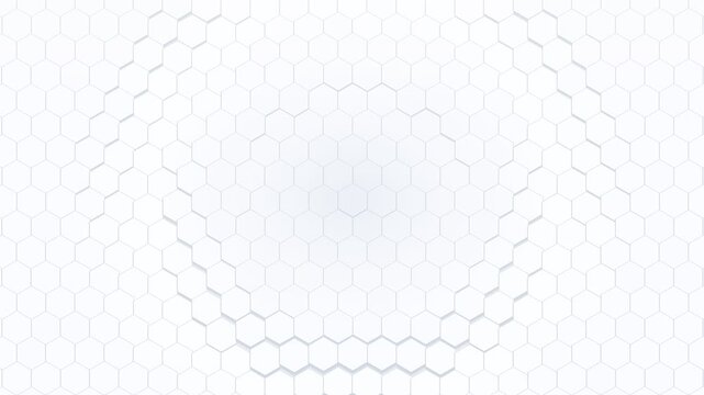 Abstract White Hexagonal Honeycomb Grid With Subtle 3D Wave Pattern and Clean Geometric Motion Background