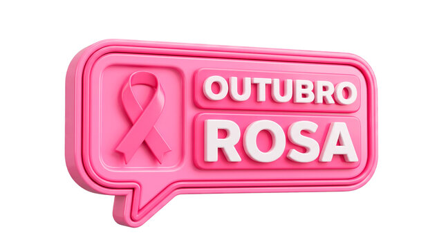 Broche 3D em formato de bal&atilde;o de fala  Outubro Rosa Conscientiza&ccedil;&atilde;o sobre o C&acirc;ncer de Mama
