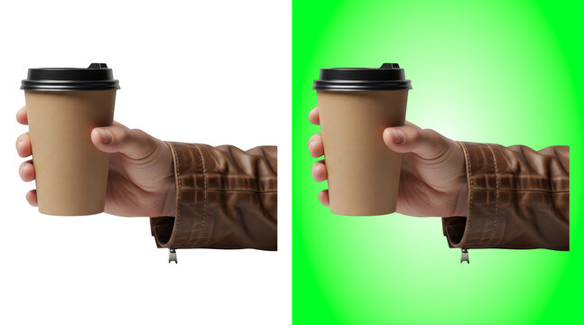 Two hands offering disposable coffee cups lifestyle concept