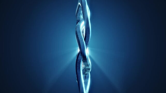 Rotating glass Star of David with blue light rays