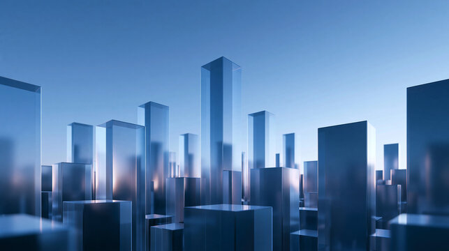 Abstract Cityscape with Futuristic Glass Skyscraper Towers