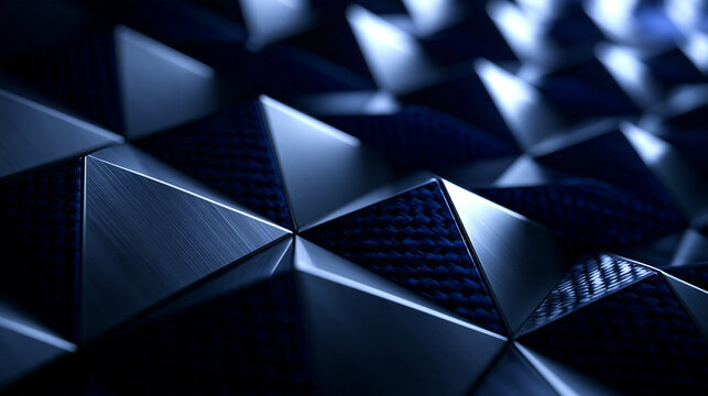Abstract Geometric Blue Metallic and Carbon Fiber Surface Background