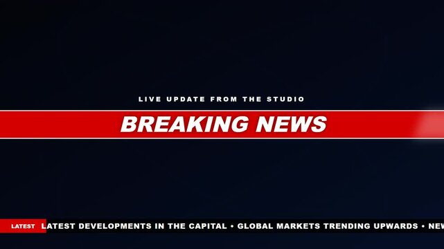 Breaking News broadcast design template with a dynamic film overlay and lower third ticker for journalism