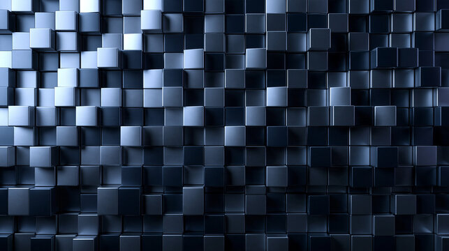 Abstract 3D Metallic Cubes Geometric Pattern Background