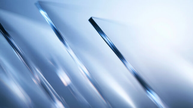 Modern Abstract Glass Panels with Transparent Polished Edges