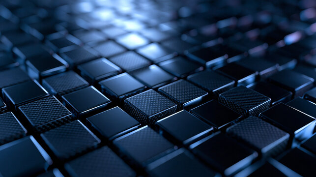 Abstract Technology Background with Dark Metallic Cubes