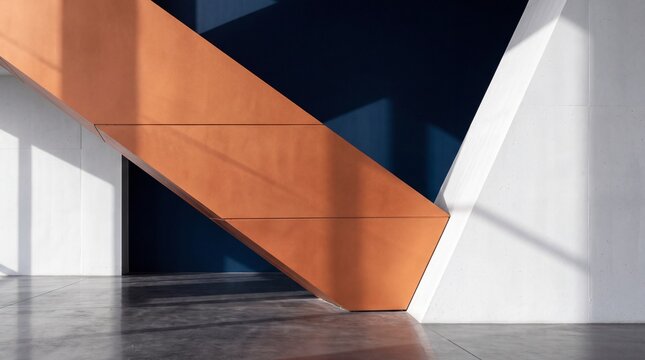 Modern Architectural Interior with Geometric Shapes and Shadows