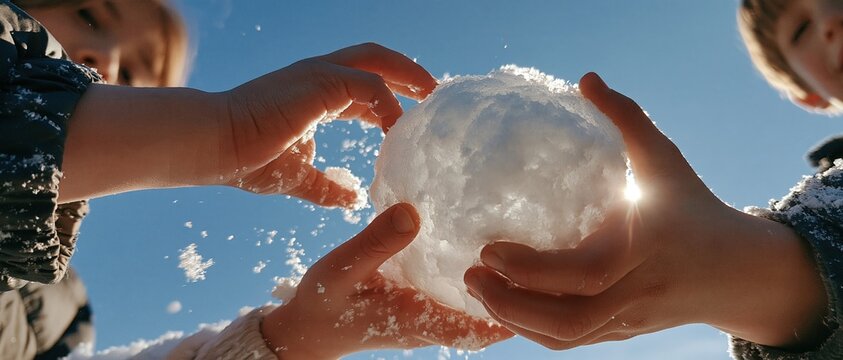 Snowball in Hands: Childrens Playtime