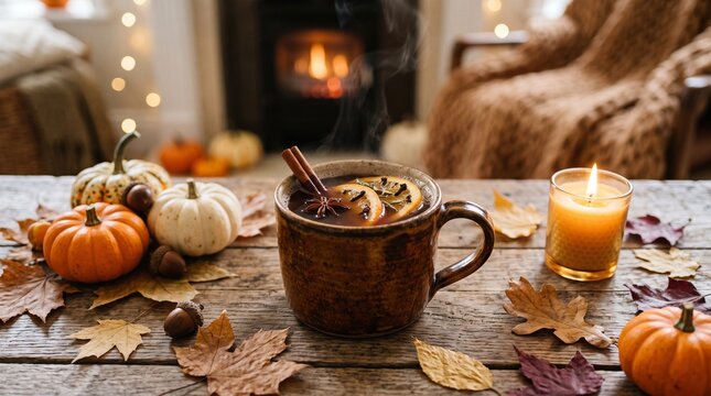 Cozy autumn mulled wine