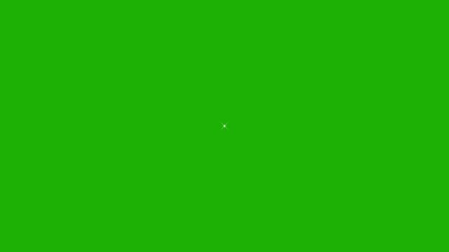 Animated sparkling star twinkle glitter overlay, cartoon doodle white star blinking, flat vector shining light effect loop, chroma key green screen festive background, 4k motion graphic video