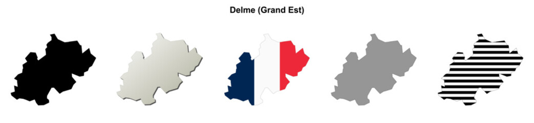 Fototapeta premium Delme (Grand Est) blank outline map set