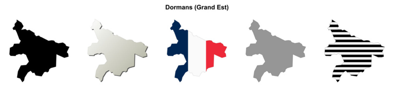 Dormans (Grand Est) blank outline map set