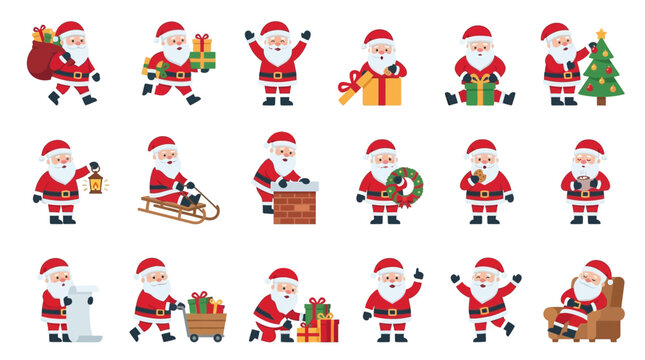 Cute Santa Claus Character Set for Christmas Celebration Designs