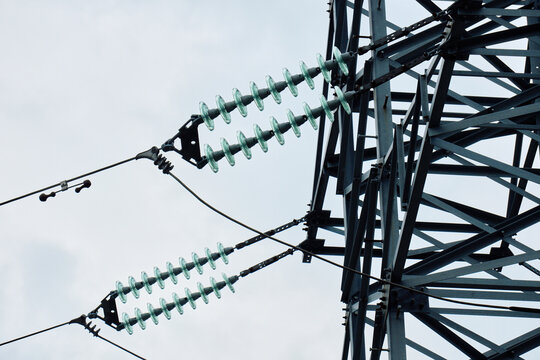 Transmission Tower Body with Multiple Insulators and Lines