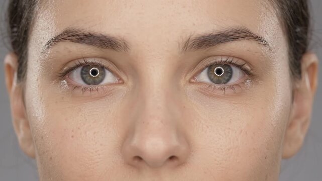Extreme Close-Up Portrait of Woman Face with Natural Skin Texture and Catchlight in Studio