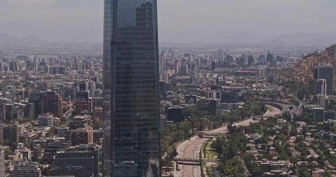 Santiago Chile Aerial v10 telephoto flyover revealing Las Condes, Providencia, downtown and Recoleta across a vast urban skyline - Shot with 5k Camera - Jan 20th 2025