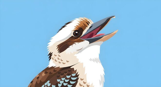 Vibrant Kookaburra Bird Calling Against Bright Sky Background &ndash; Wildlife Photography