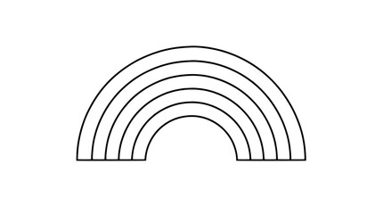 Obraz premium Bold black line art illustration of a symmetrical rainbow with six concentric arches forming five bands rendered in thick lines in horizontal composition conveying cheerful minimal geometry