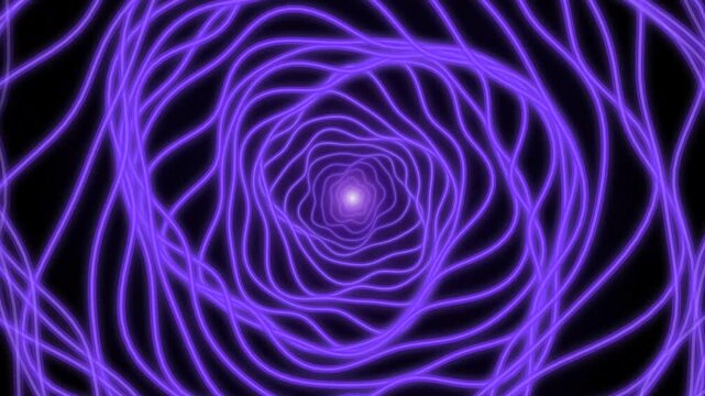 Abstract purple glowing neon light tunnel vortex background