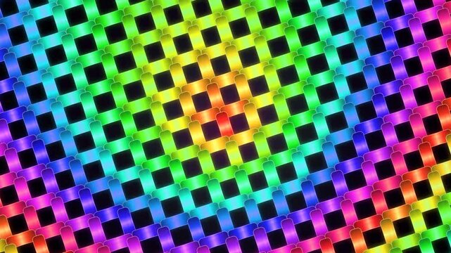 Abstract rainbow gradient woven pattern with rounded rectangular grid