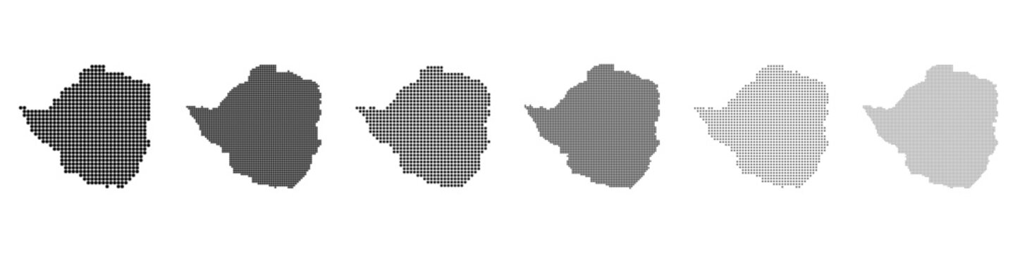 Dot mosaic Zimbabwe outline map set