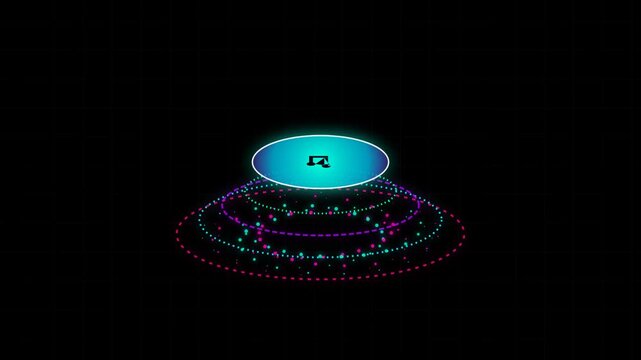 Futuristic glowing neon structure with rings