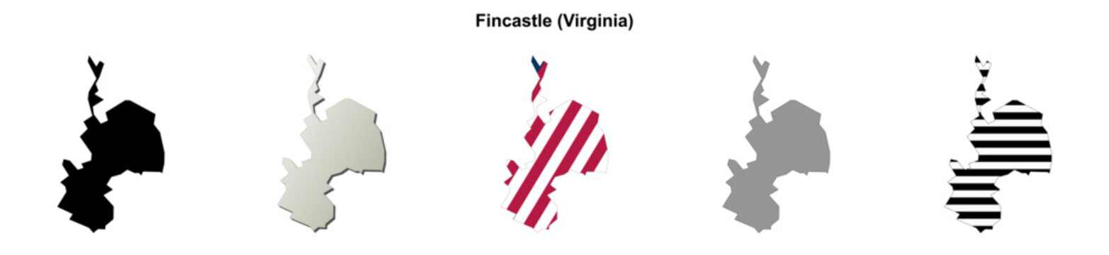 Fincastle (Virginia) blank outline map set