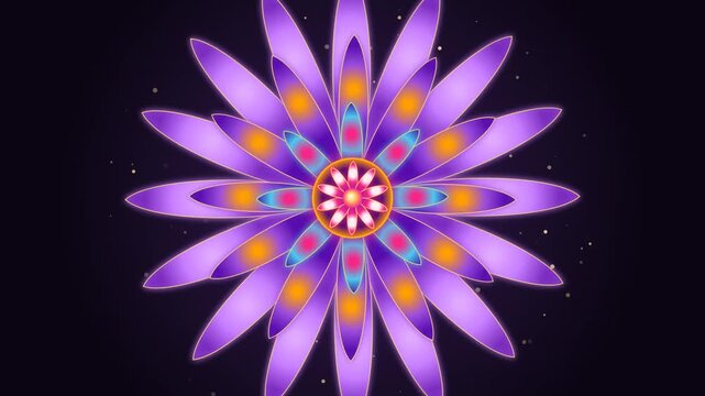 Purple flower mandala pattern on dark background