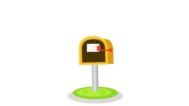 Animated Mailbox with Letter Delivery and Rural Postal Service Concept