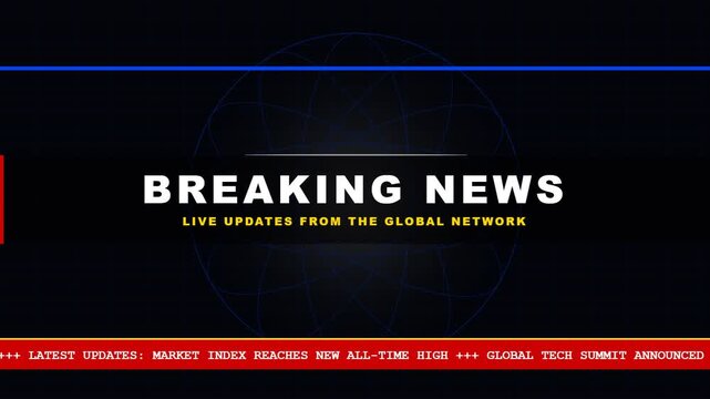 Modern television broadcast screen graphic background with film overlay for news presentation
