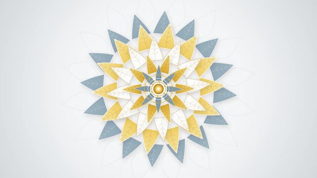 Abstract floral mandala pattern with geometric leaf shapes