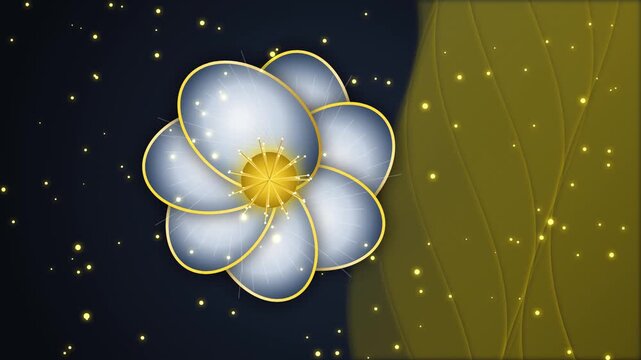Abstract floral design with glowing petals and golden center