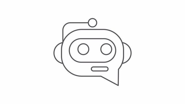 Chatbot support animated line icon for automated customer service live chat helpdesk and online bot, seamless loop motion graphic with alpha transparent background