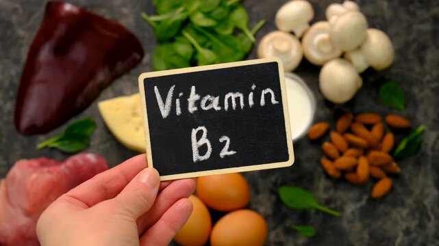 Foods that contain vitamin B2. Selective focus.