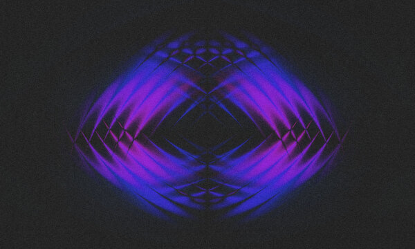 Abstract purple glowing neon light shape on dark background