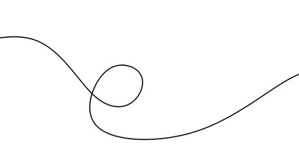 Fototapeta premium Single continuous black line forming a simple loop on a white background