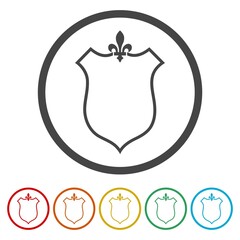 Shield fleur de lis sign icon. Set icons in color circle buttons © sljubisa