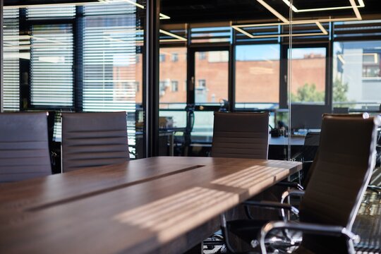 Conference room in office. Modern meeting room for business negotiations and business meetings. Boardroom