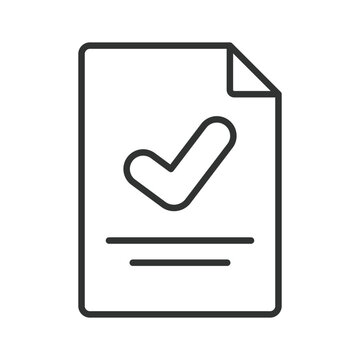 Document approved icon in line design. Document approved, task completed, checklist item, agreement verified, confirmed success, paper file, official validation on white background vector. Document ap