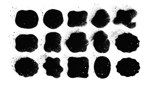 Abstract Ink Splatter Designs Isolated on Transparent Background